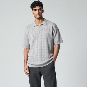 Abercrombie & Fitch Men’s XL Crocheted Knit Polo Light Blue